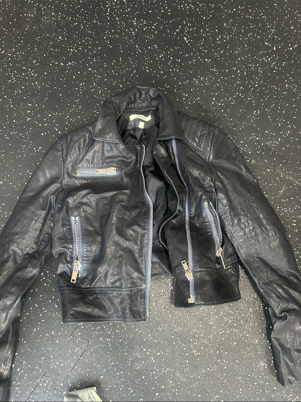 Black Leather Moto Jacket - Classic Zipper Style